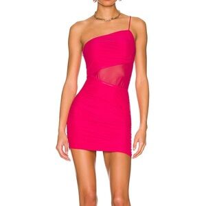 New Superdown Jerica Mesh Mini Dress Hot Pink